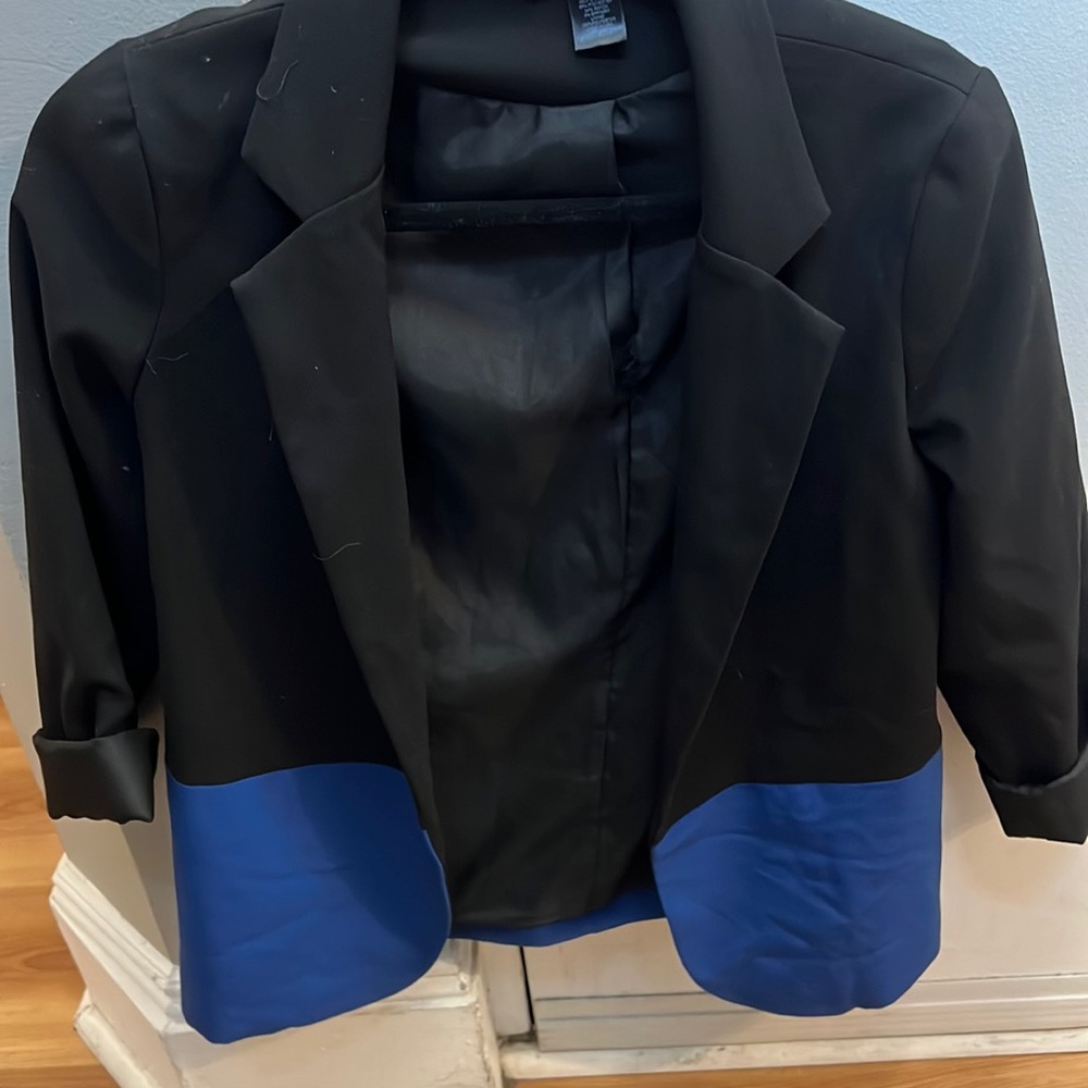 Aqua XS black/blue colorblock blazer
